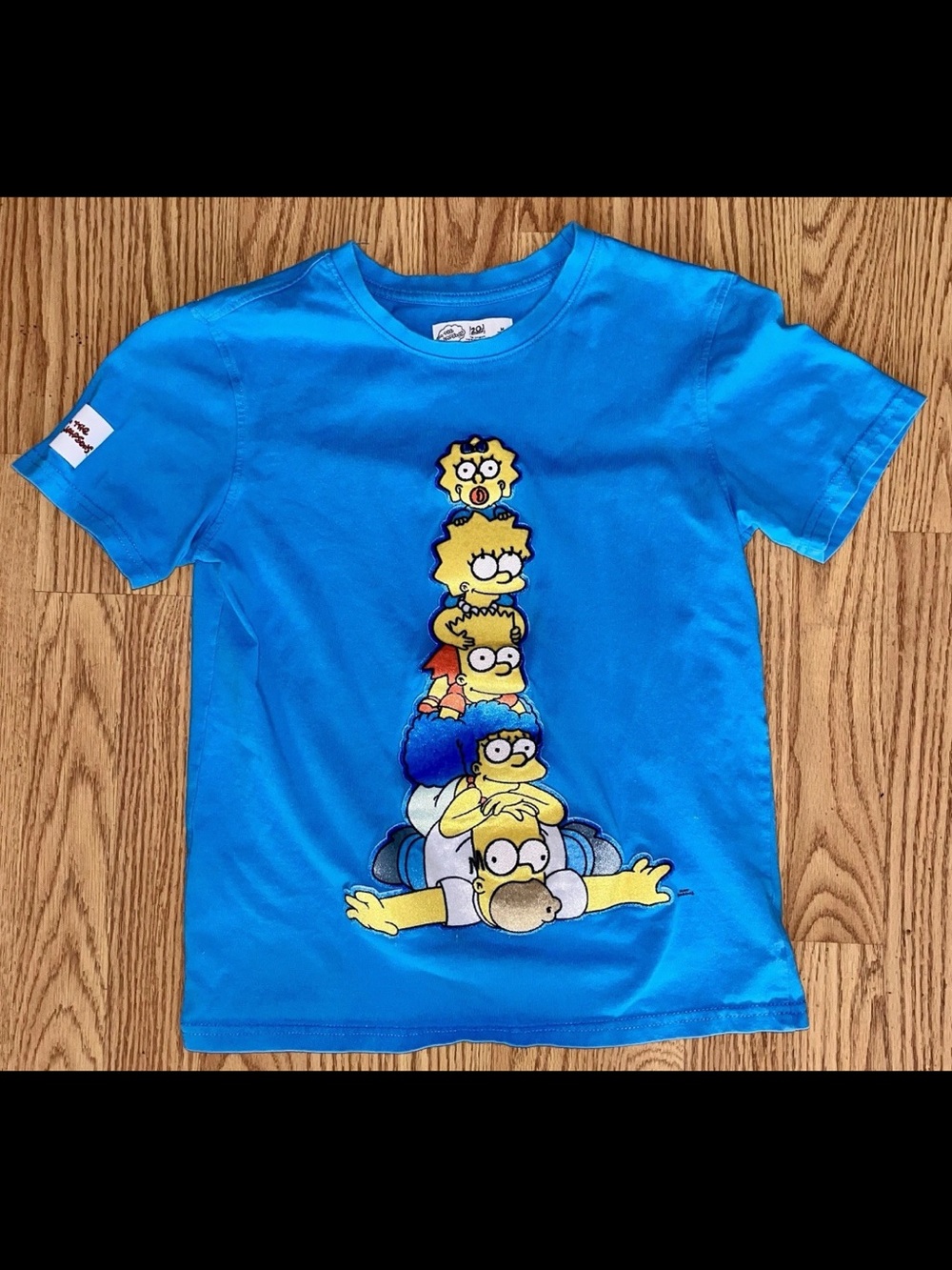 The Simpsons Y2K Boys M 10/12 Short Sleeve Graphic Patch Tee Bart Homer Marge